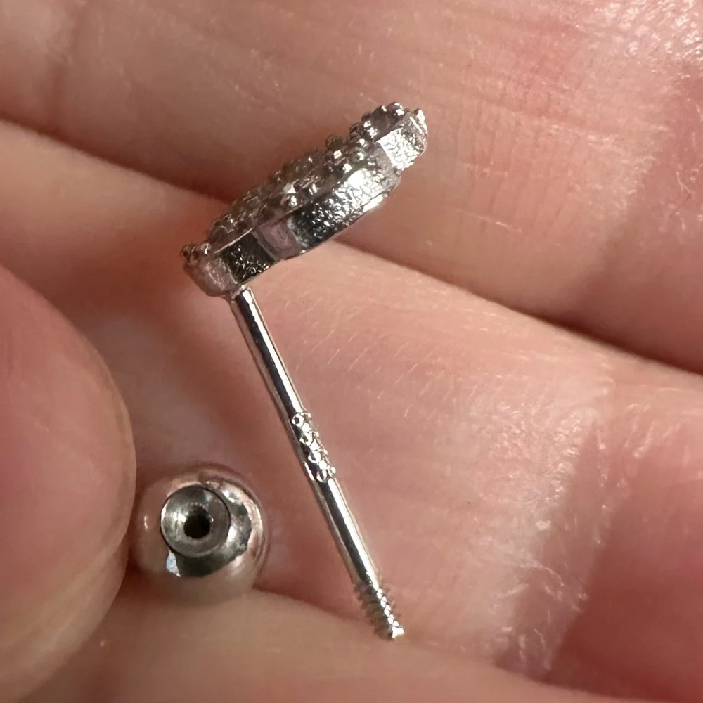 Petite 925 sterling silver clover stud earrings screw back
